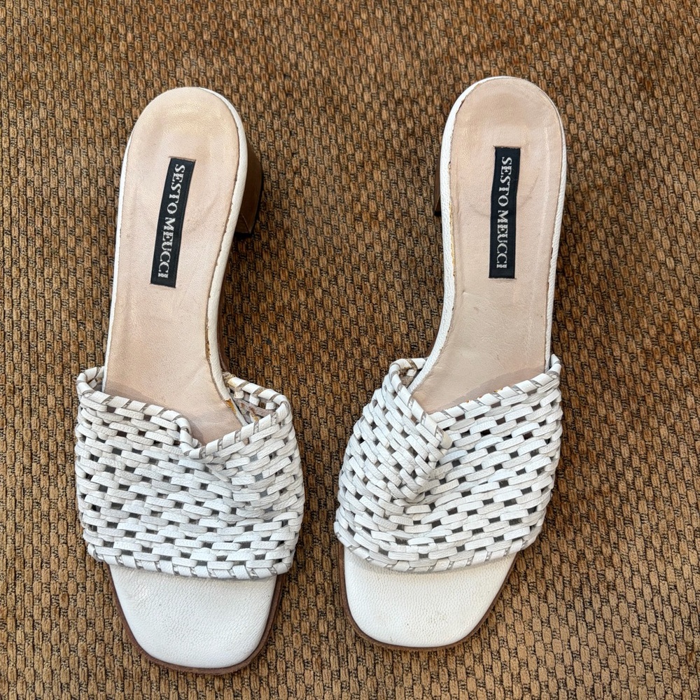 Vintage Sesto Meucci Cream Woven Mules
